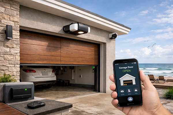 Modern smart garage door opener with mobile control and sensors